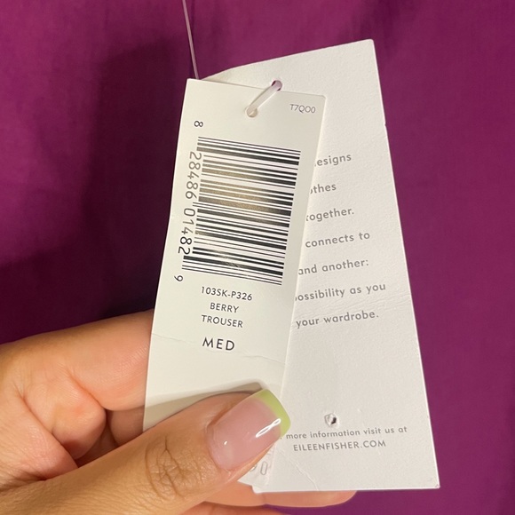 Eileen Fisher | NWT!! Silk Cotton Blend Berry Trouser In Fuchsia  Size: Medium - Picture 5 of 8